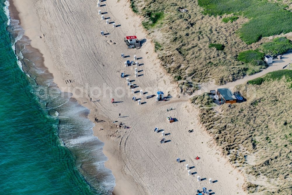 Aerial image Sylt - Beach landscape along the Samoa FKK-Strand in the district Rantum (Sylt) in Sylt on Island Sylt in the state Schleswig-Holstein, Germany