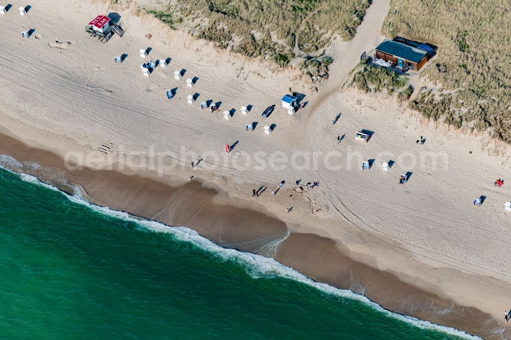 Sylt from above - Beach landscape along the Samoa FKK-Strand in the district Rantum (Sylt) in Sylt on Island Sylt in the state Schleswig-Holstein, Germany