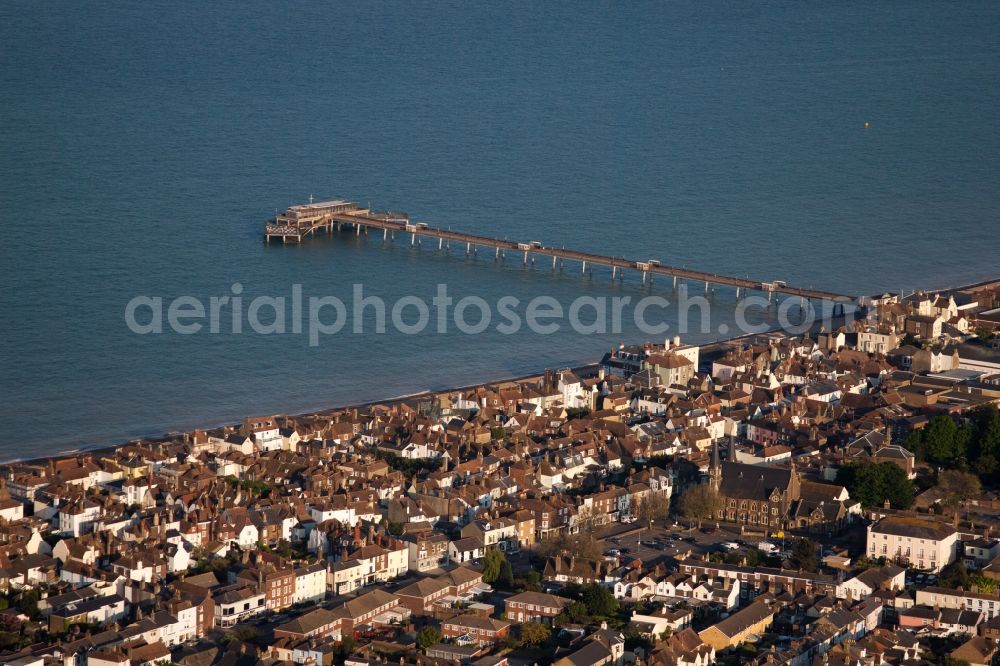 Aerial image Deal - Sand and beach landscape on the pier of channel in Deal in England, United Kingdom