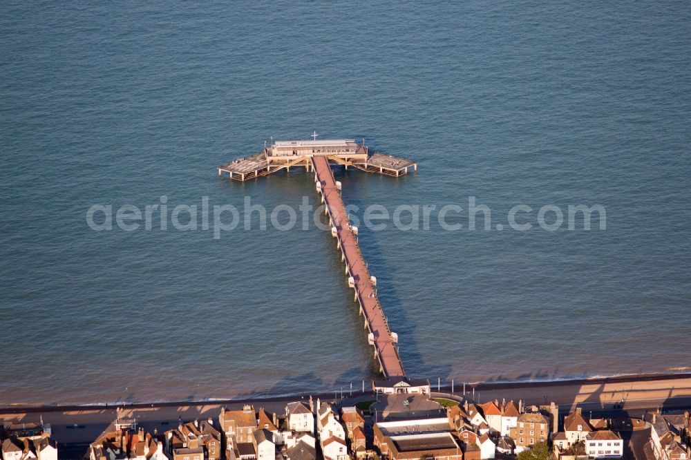 Aerial photograph Deal - Sand and beach landscape on the pier of channel in Deal in England, United Kingdom