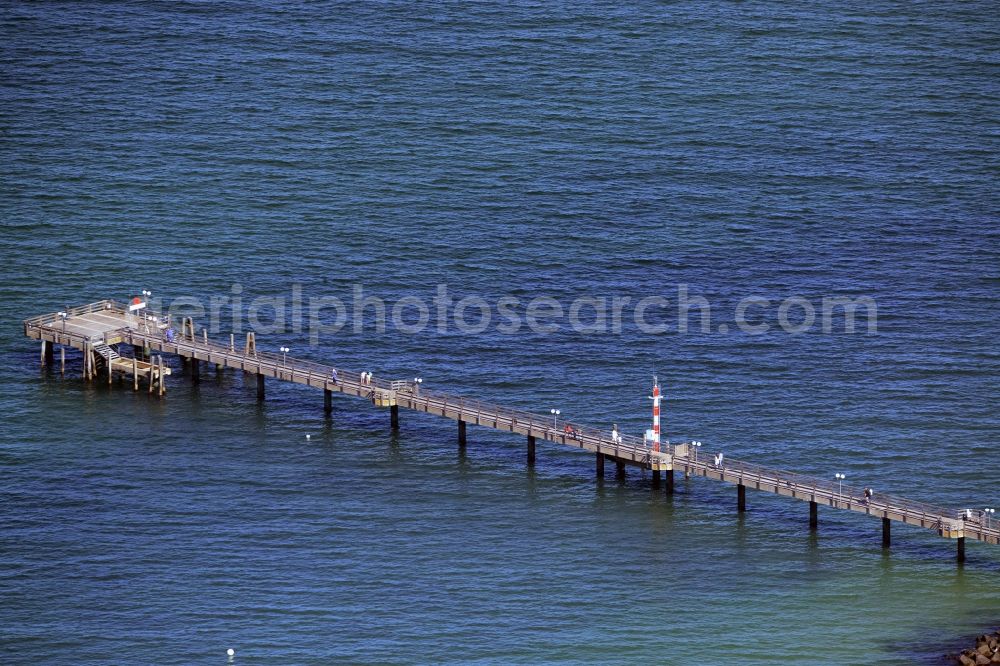 Aerial image Wustrow - Sand and beach landscape on the pier of baltic see in Wustrow in the state Mecklenburg - Western Pomerania