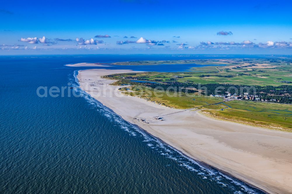 Sankt Peter-Ording from above - Sand and beach landscape on the pier in Sankt Peter-Ording in the state Schleswig-Holstein