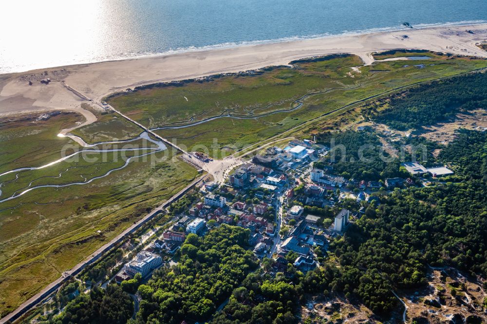 Aerial photograph Sankt Peter-Ording - Sand and beach landscape on the pier in Sankt Peter-Ording in the state Schleswig-Holstein