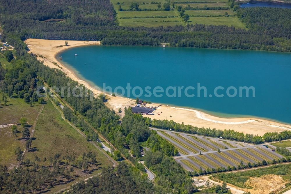 Aerial photograph Haltern am See - Sandy beach areas on the Silbersee 2 in Haltern am See in the state North Rhine-Westphalia, Germany