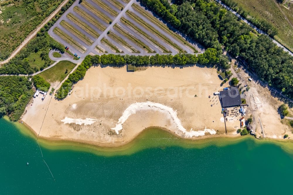 Haltern am See from above - Sandy beach areas on the Silbersee 2 in Haltern am See in the state North Rhine-Westphalia, Germany