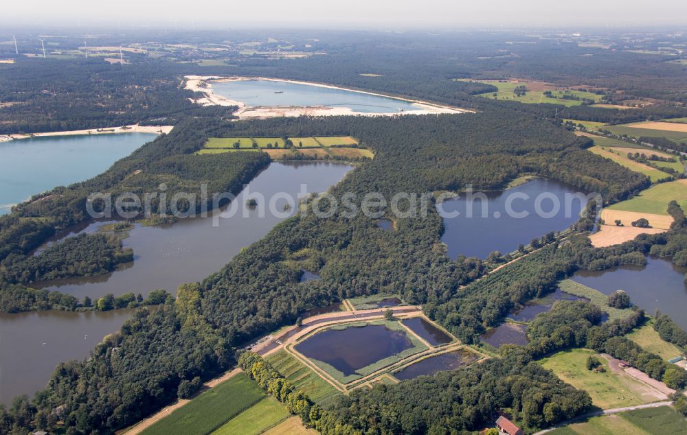 Haltern am See from the bird's eye view: Sandy beach areas on the Silbersee 2 in Haltern am See in the state North Rhine-Westphalia, Germany