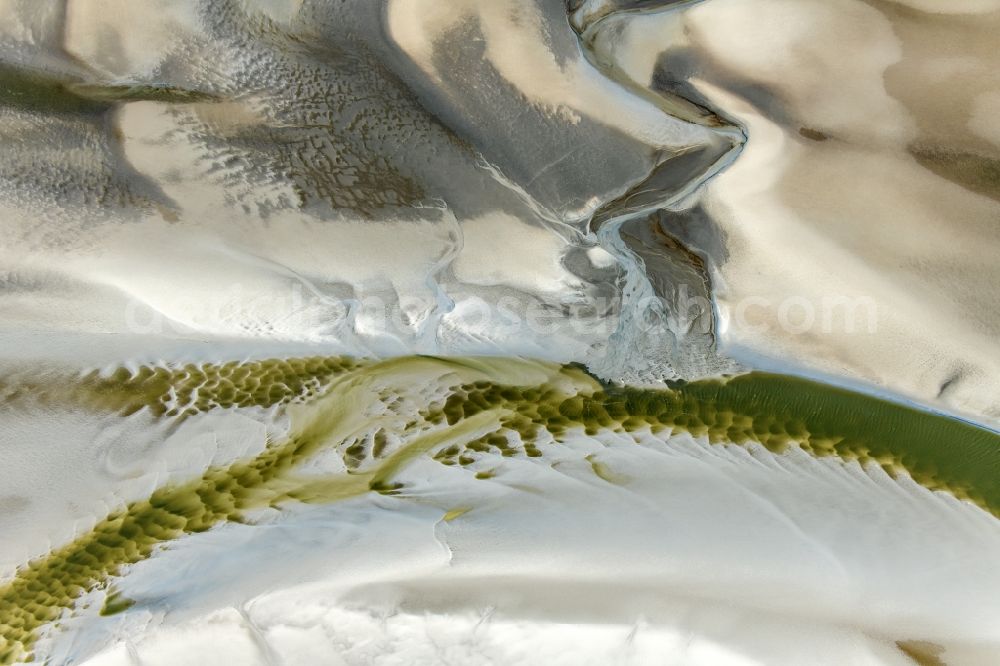 Aerial photograph Sankt Peter-Ording - Beach landscape on the North Sea coast in Sankt Peter-Ording in the state Schleswig-Holstein