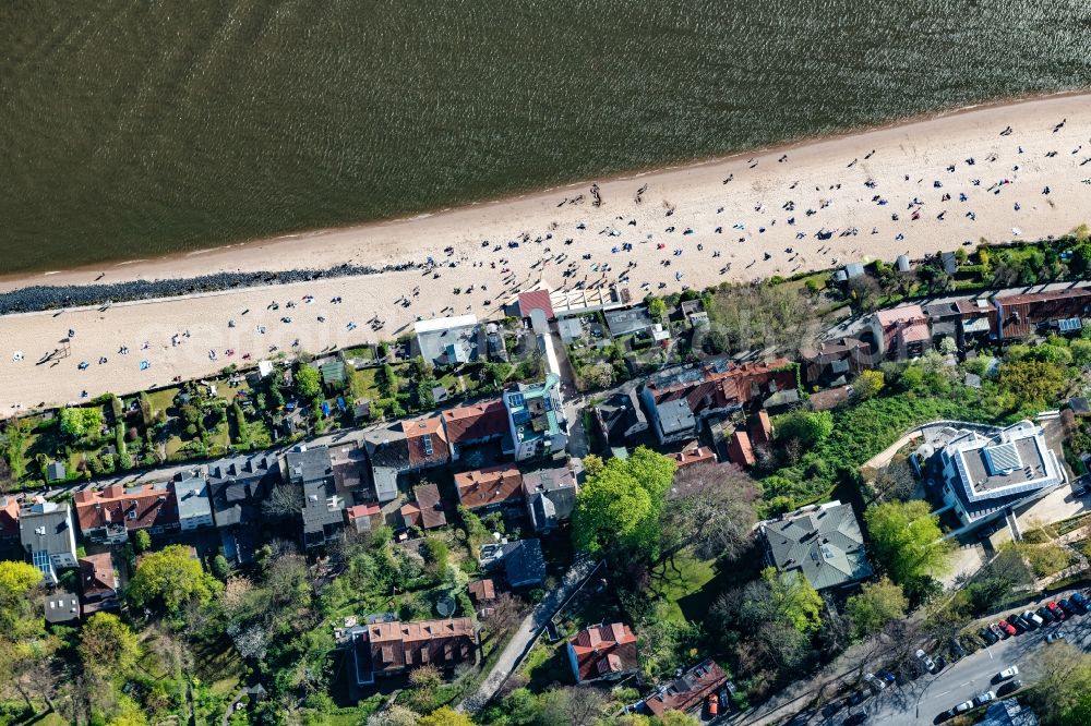 Aerial image Hamburg - Sandy beach landscape along the banks of the river of the River Elbe in Hamburg, Germany