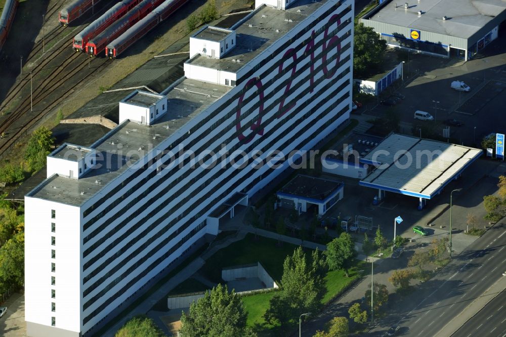 Aerial image Berlin Lichtenberg - Reorganized and modernized DDR block as students and single-residence Q 216 at Lichtenberg station in Berlin