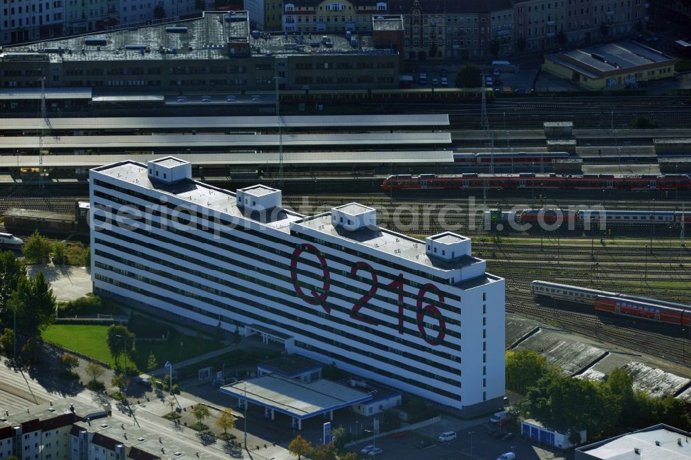 Aerial image Berlin Lichtenberg - Reorganized and modernized DDR block as students and single-residence Q 216 at Lichtenberg station in Berlin