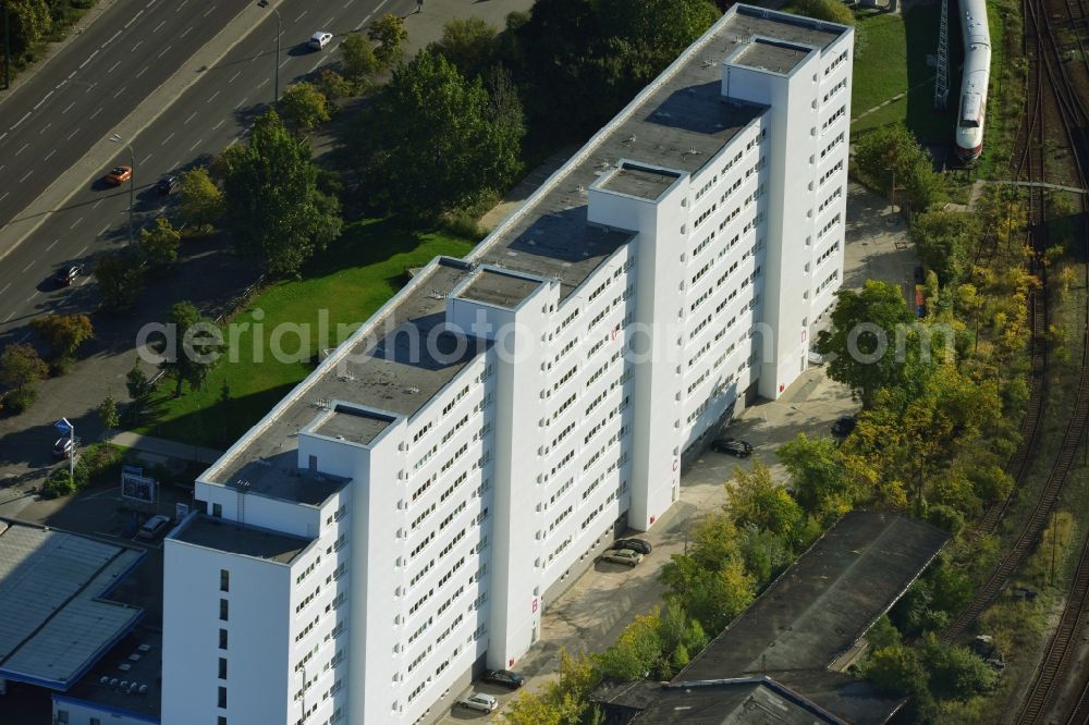 Aerial image Berlin Lichtenberg - Reorganized and modernized DDR block as students and single-residence Q 216 at Lichtenberg station in Berlin