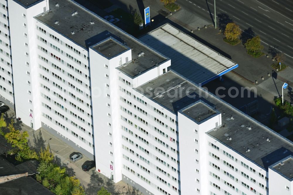 Berlin Lichtenberg from above - Reorganized and modernized DDR block as students and single-residence Q 216 at Lichtenberg station in Berlin