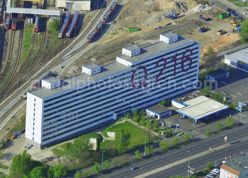 Berlin from above - Reorganized and modernized DDR block as students and single-residence Q 216 at Lichtenberg station in Berlin