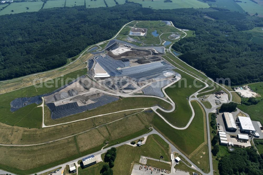 Selmsdorf from above - Renovation, sealing and restoration work on the site of the refurbished landfill Deponie Ihlenberg in Selmsdorf in the state Mecklenburg - Western Pomerania, Germany