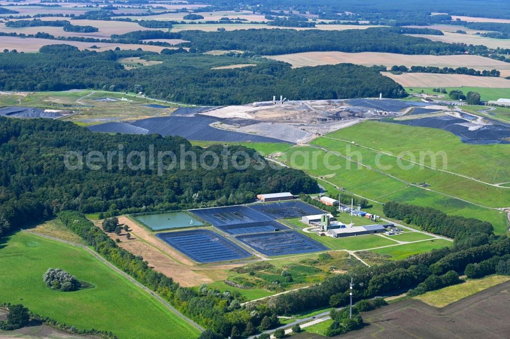 Aerial image Selmsdorf - Renovation, sealing and restoration work on the site of the refurbished landfill Deponie Ihlenberg in Selmsdorf in the state Mecklenburg - Western Pomerania, Germany