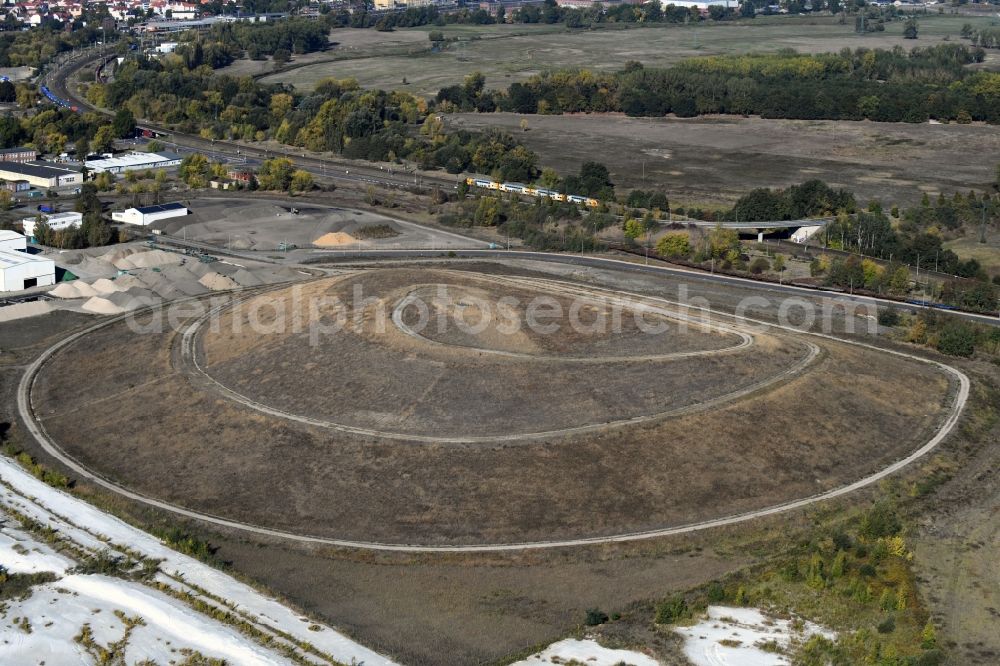 Aerial image Wittenberge - Renovation, sealing and restoration work on the site of the refurbished landfill of Eggers Umwelttechnik GmbH in Wittenberge in the state Brandenburg, Germany