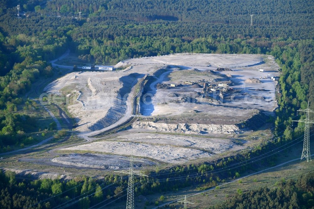 Velten from above - Renovation, sealing and restoration work on the site of the refurbished landfill in Velten in the state Brandenburg, Germany