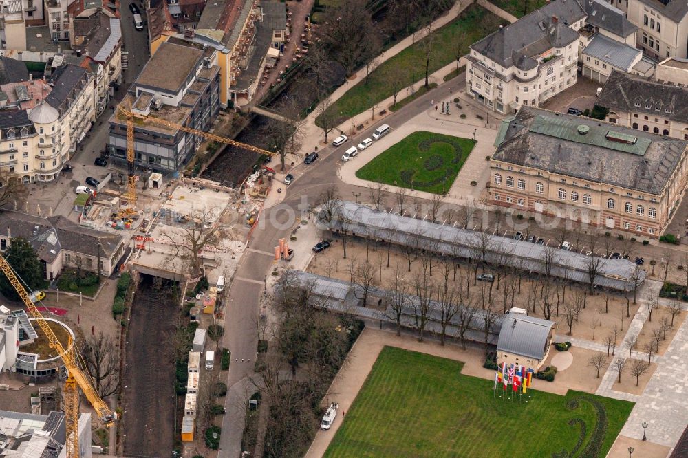 Aerial image Baden-Baden - River - bridge construction in Baden-Baden in the state Baden-Wuerttemberg, Germany