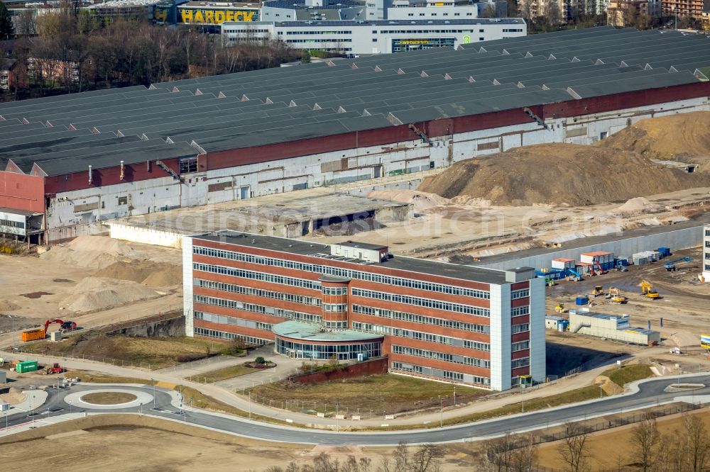 Aerial photograph Bochum - Construction site to build a new office and commercial building O-Werk on Opelring in Bochum in the state North Rhine-Westphalia, Germany