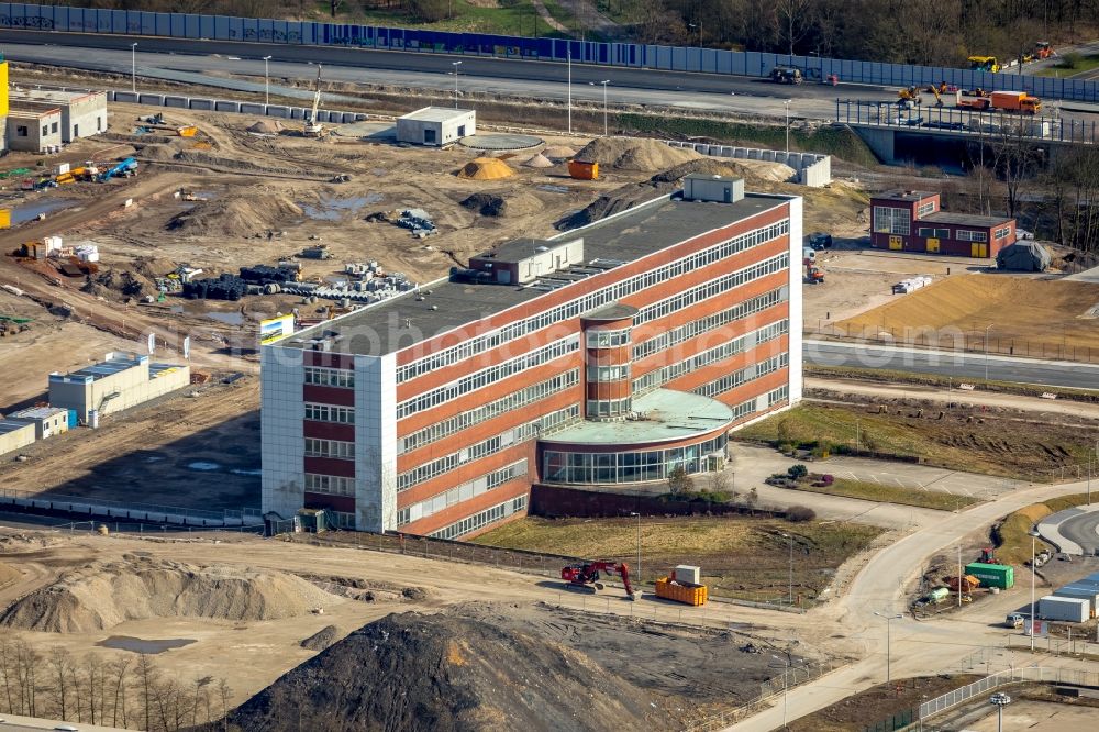 Aerial image Bochum - Construction site to build a new office and commercial building O-Werk on Opelring in Bochum in the state North Rhine-Westphalia, Germany