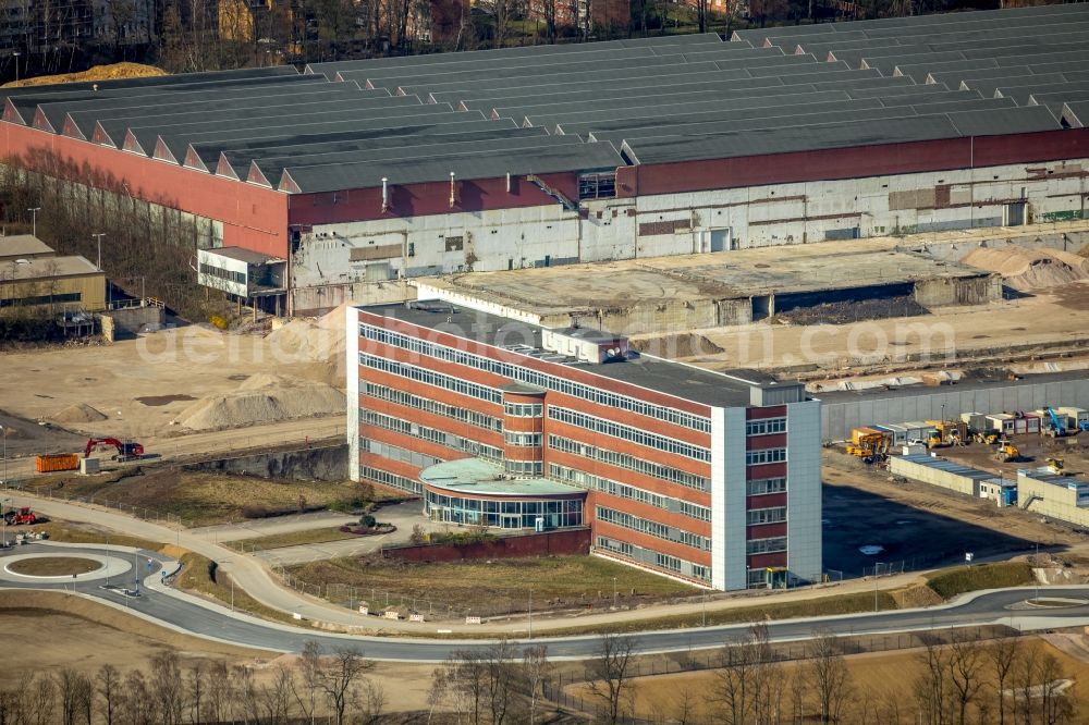 Aerial image Bochum - Construction site to build a new office and commercial building O-Werk on Opelring in Bochum in the state North Rhine-Westphalia, Germany