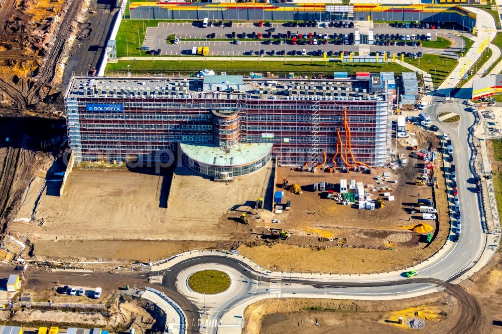 Aerial photograph Bochum - Construction site to build a new office and commercial building O-Werk on Opelring in Bochum in the state North Rhine-Westphalia, Germany