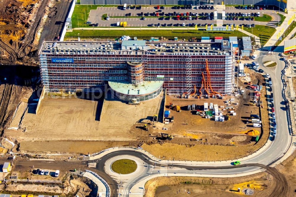 Bochum from above - Construction site to build a new office and commercial building O-Werk on Opelring in Bochum in the state North Rhine-Westphalia, Germany