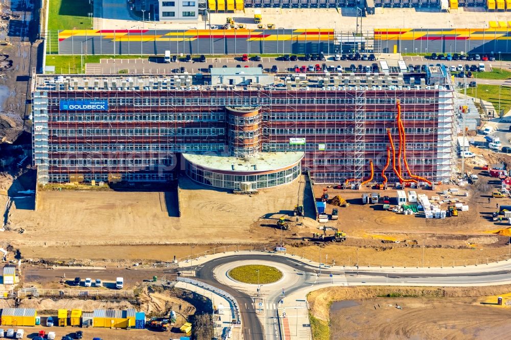 Aerial photograph Bochum - Construction site to build a new office and commercial building O-Werk on Opelring in Bochum in the state North Rhine-Westphalia, Germany