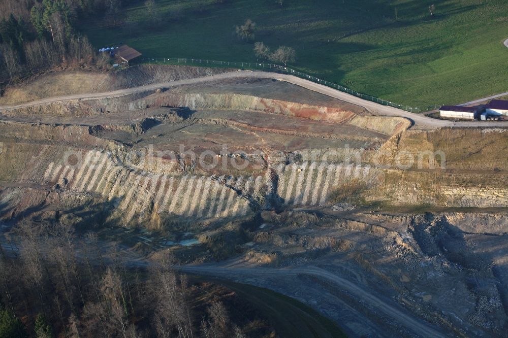 Aerial photograph Rheinfelden (Baden) - Repair works at the landslide at the construction site with development works and embankments works at the motorway A98 in Rheinfelden (Baden) in the state Baden-Wuerttemberg, Germany