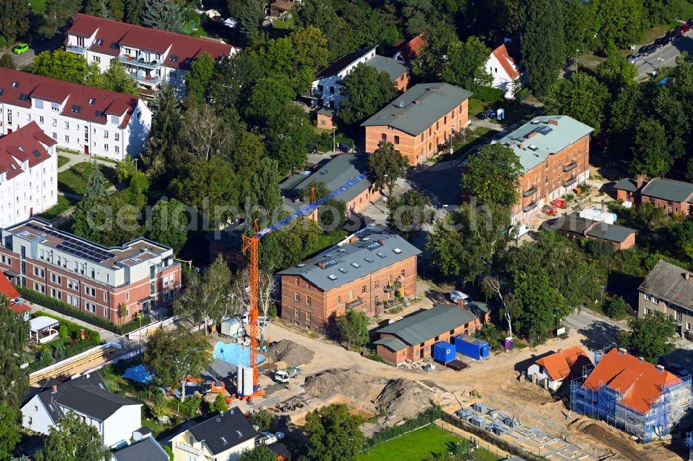 Berlin from above - Construction site for reconstruction and modernization and renovation of a building Alte Hellersdorfer Strasse in the district Hellersdorf in Berlin, Germany