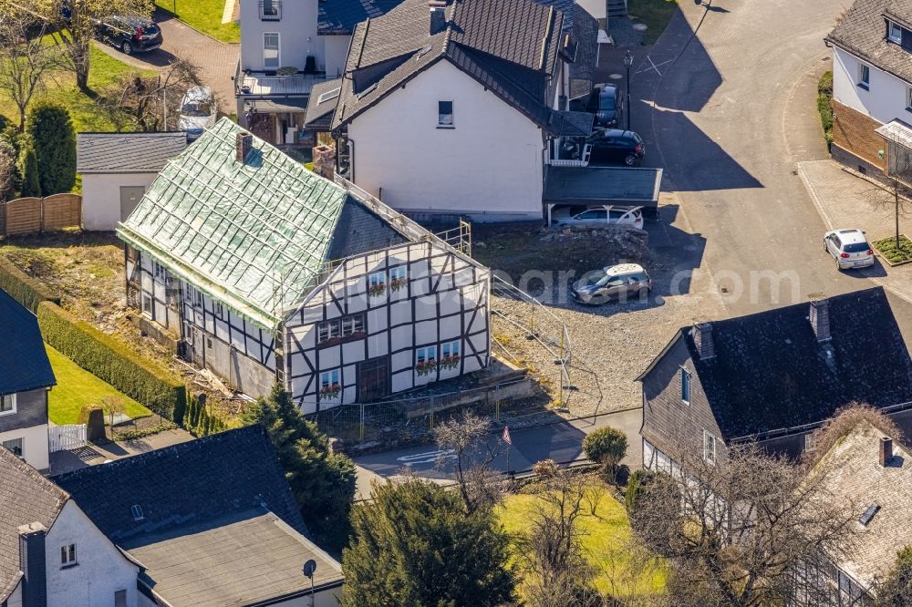 Ostwig from above - Construction site for reconstruction and modernization and renovation of a building Gasthof Alte Post in Ostwig at Sauerland in the state North Rhine-Westphalia, Germany