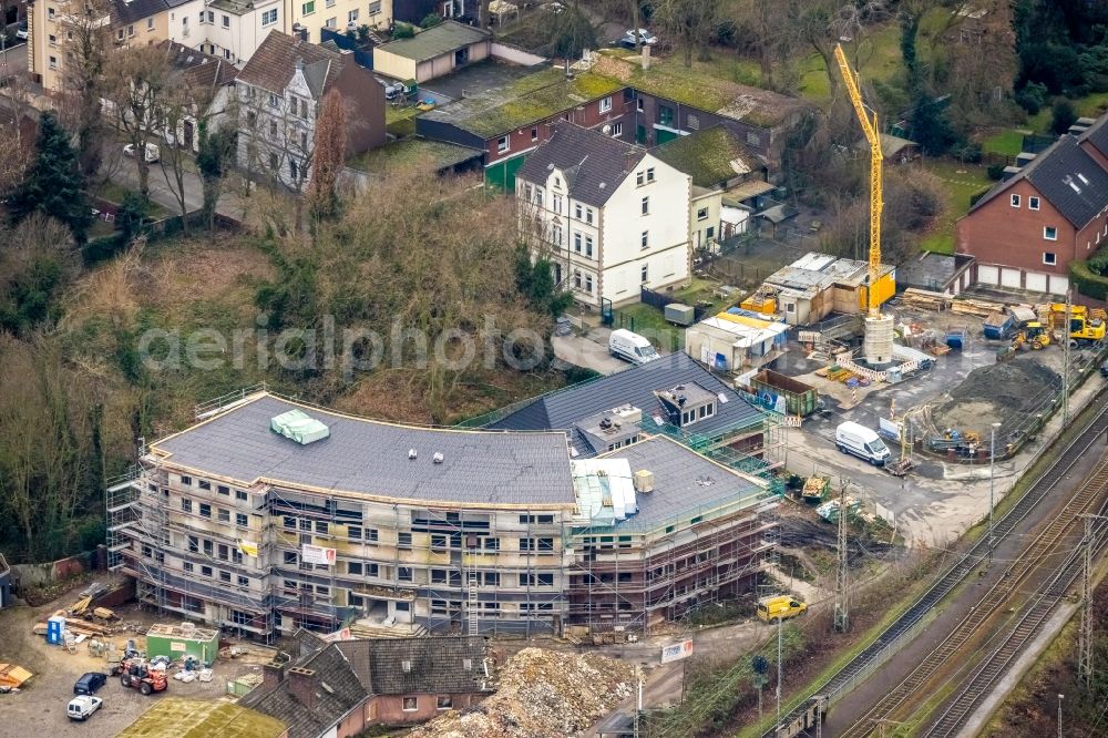 Herne from above - Construction site for reconstruction and modernization and renovation of the building Heitkamp-Villa on Langekampstrasse in Herne at Ruhrgebiet in the state North Rhine-Westphalia, Germany