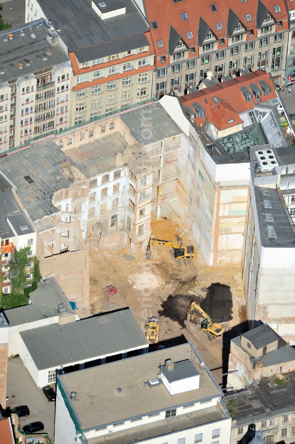 Aerial image Leipzig - View of reconstruction of the passage Oelßners Hof in Leipzig in Saxony