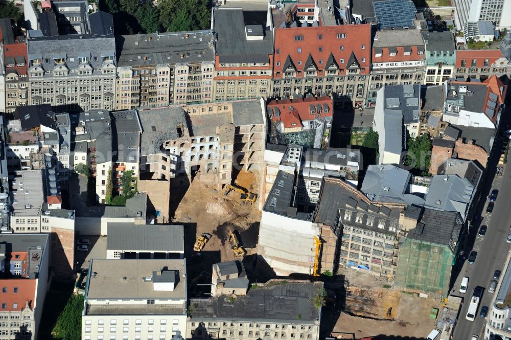 Aerial image Leipzig - View of reconstruction of the passage Oelßners Hof in Leipzig in Saxony