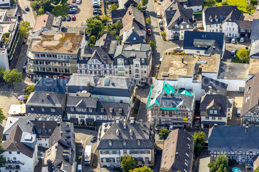 Aerial image Brilon - Construction site for reconstruction and modernization and renovation of a building on Steinweg corner Springstrasse in Brilon in the state North Rhine-Westphalia, Germany