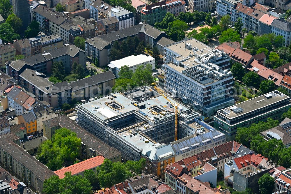 Aerial photograph Mannheim - Construction site for reconstruction and modernization and renovation of a building and residential building on street J4 - J5 - J3 in the district Quadrate in Mannheim in the state Baden-Wuerttemberg, Germany