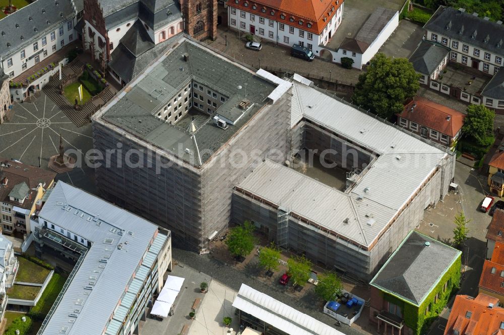 Aschaffenburg from above - Town Hall building of the city administration on Dalbergstrasse in the district Innenstadt in Aschaffenburg in the state Bavaria, Germany