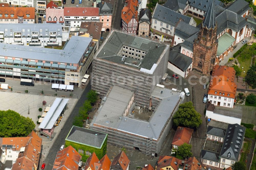 Aschaffenburg from above - Town Hall building of the city administration on Dalbergstrasse in the district Innenstadt in Aschaffenburg in the state Bavaria, Germany