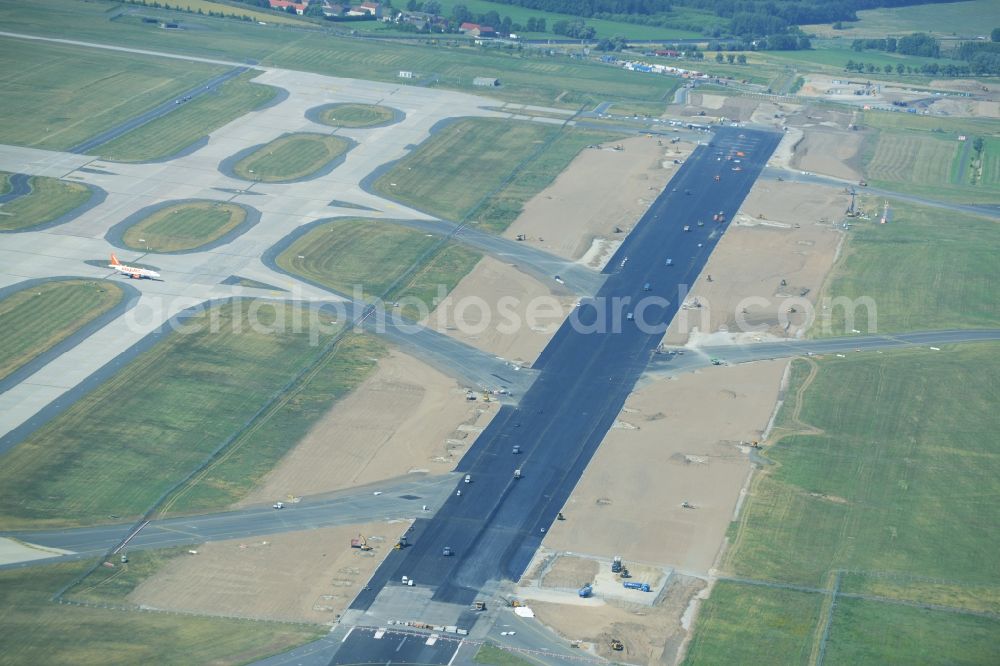 Aerial photograph Schönefeld - Refurbishment locked Nordbahn - runway on the grounds of the airport in Schoenefeld in Brandenburg