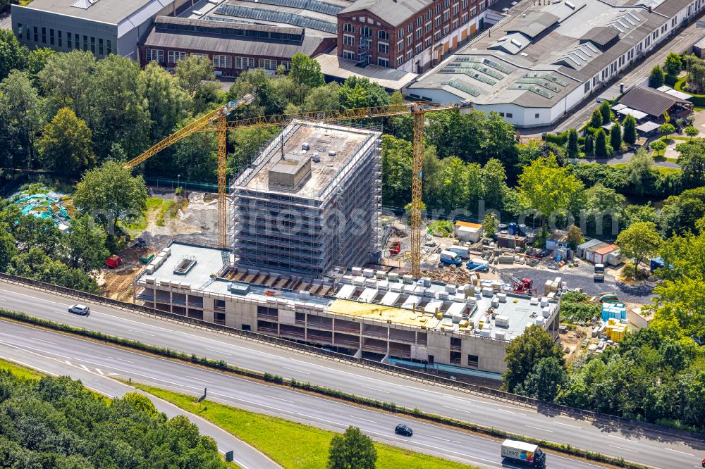 Aerial image Arnsberg - Conversion, modernization and renovation work on the high-rise building of the town hall of the city administration on place Rathausplatz in Arnsberg at Sauerland in the state North Rhine-Westphalia, Germany