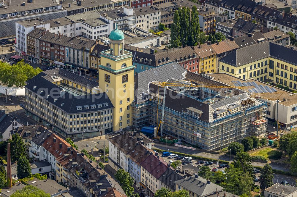 Aerial photograph Witten - Conversion, modernization and renovation work on the high-rise building of the town hall of the city administration on street Hauptstrasse in Witten at Ruhrgebiet in the state North Rhine-Westphalia, Germany