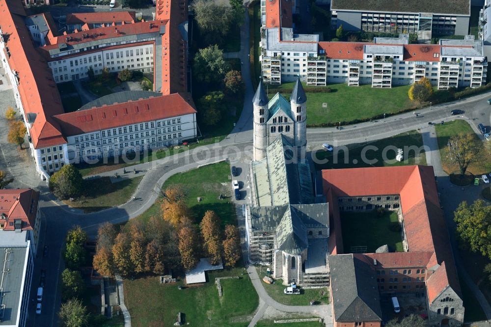 Magdeburg from above - Church building Klosterkirche on Regierungsstrasse in the district Altstadt in Magdeburg in the state Saxony-Anhalt, Germany