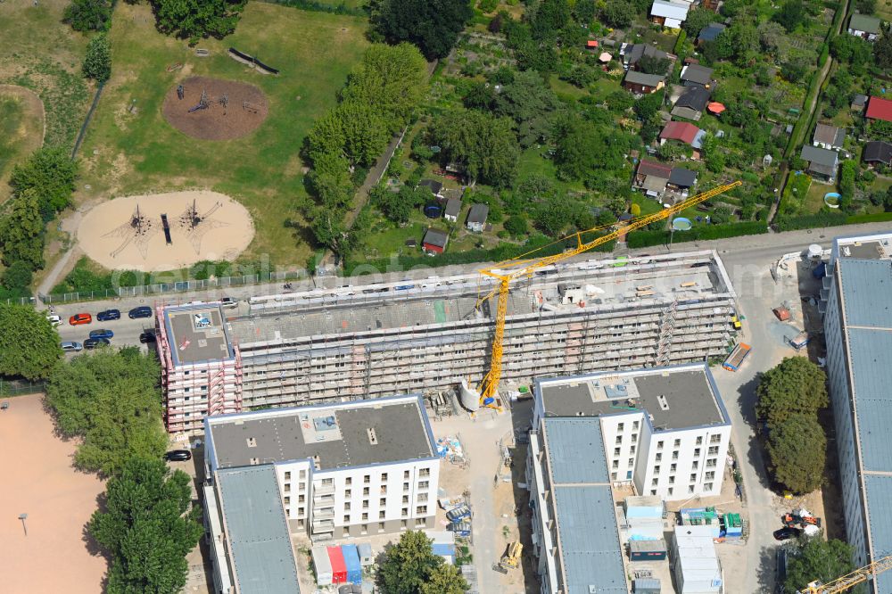 Berlin from the bird's eye view: Refurbishment and modernization of a terraced apartment complex between Wolfshagener Strasse and Stiftsweg in the district Pankow in Berlin, Germany