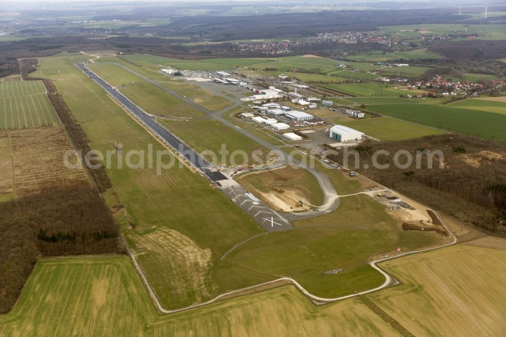 Aerial photograph Büren - Rehabilitation of the start and runway of the airport Paderborn-Lippstadt (PAD) in Buren in the state of North Rhine-Westphalia