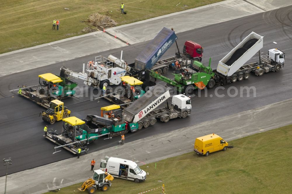 Büren from above - Rehabilitation of the start and runway of the airport Paderborn-Lippstadt (PAD) in Buren in the state of North Rhine-Westphalia