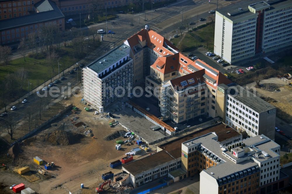 Aerial photograph Leipzig - Gutted buildings on the area of a former printing plant in Leipzig in the state Saxony. The old buildings are part of a housing project