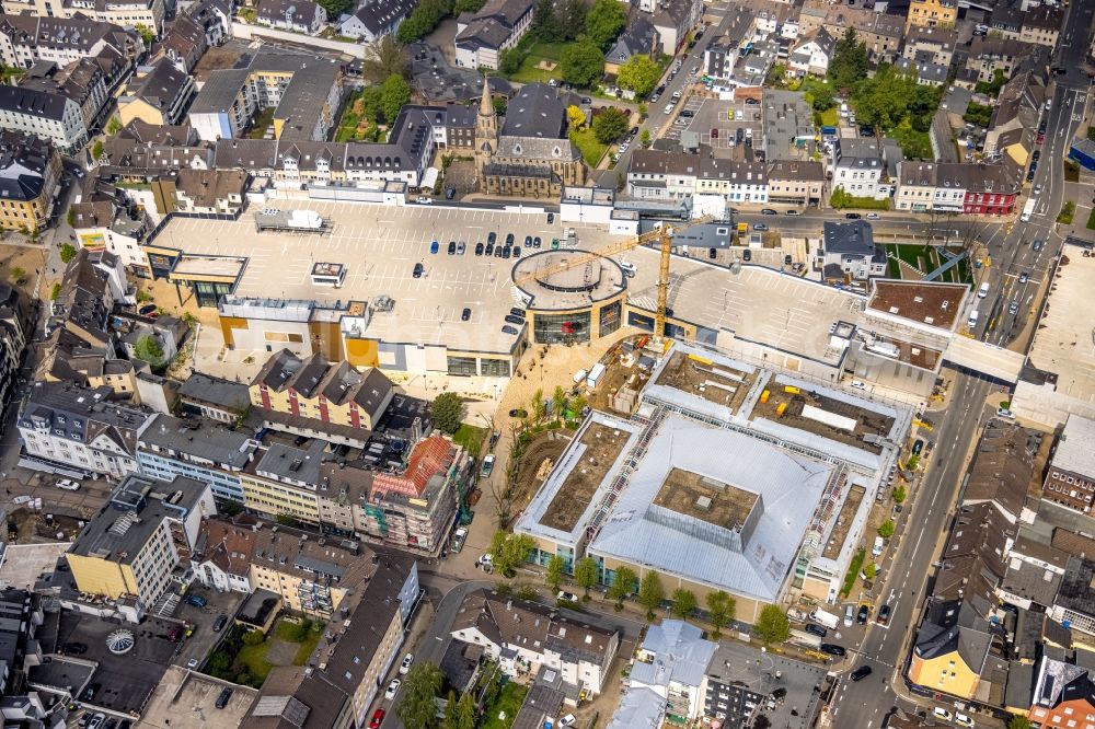 Aerial photograph Velbert - Renovation of the building of the indoor arena des Forum Niederberg on Oststrasse in Velbert in the state North Rhine-Westphalia, Germany