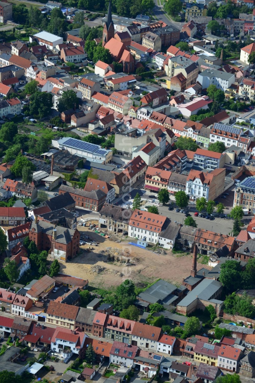 Aerial image Burg - View of rehabilitation measures of the historic centre in Burg in the state of Saxony-Anhalt