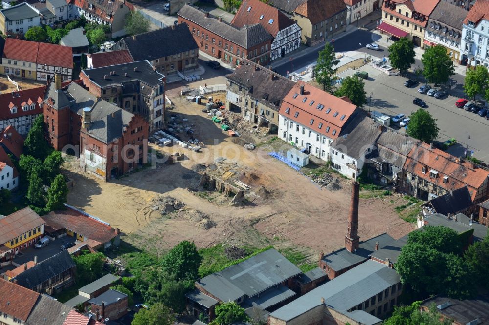 Aerial photograph Burg - View of rehabilitation measures of the historic centre in Burg in the state of Saxony-Anhalt