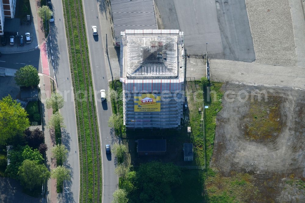 Aerial image Bremen - Renovation and restoration work on a bunker to an office loft in Bremen, Germany